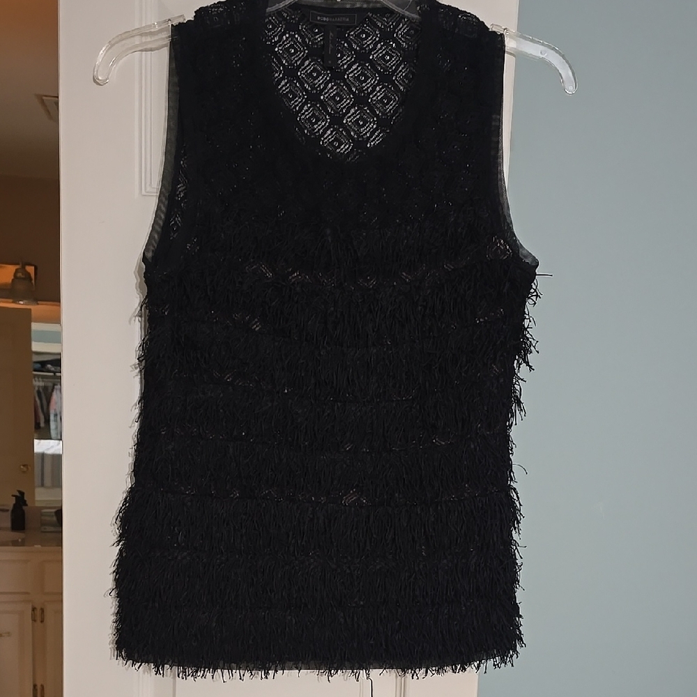 Black Textured Sleeveless Top